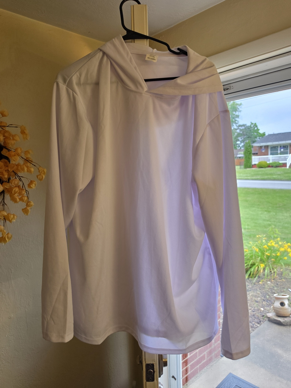 Men's 2XL White Solid Polyester Pullover Hoodie Long Sleeve Regular Fit